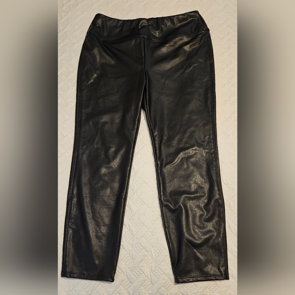 Soft Surroundings Women's Black Size L Rivka Faux Lether Pants